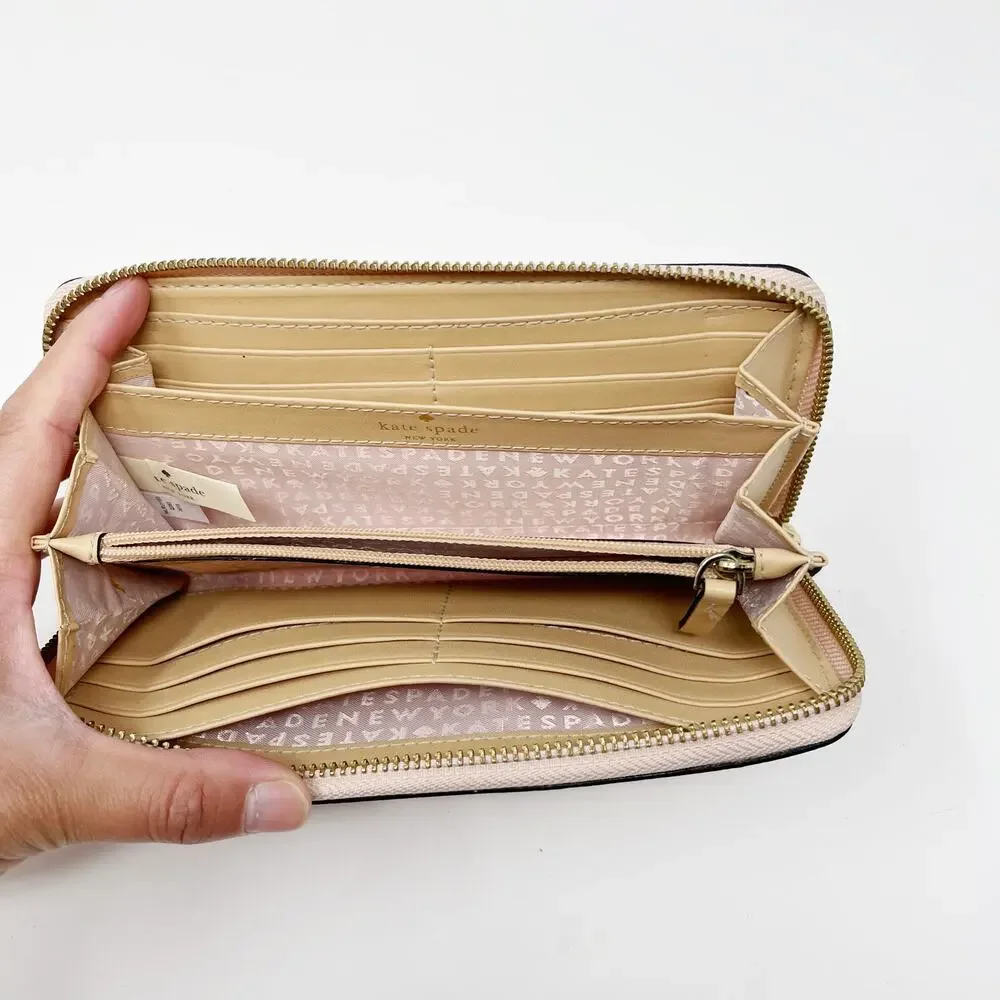 Kate Spade Light Pink Neda Wellesley Leather Wallet Zip Top Closure Zip Pockets